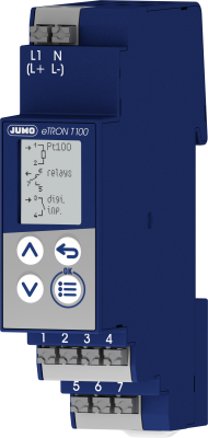 JUMO eTRON T100 zur Montage auf Hutschiene (1 Relaisausgang Wechsler 10A)
